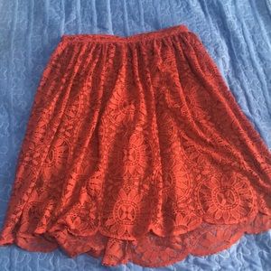 Red lace skirt